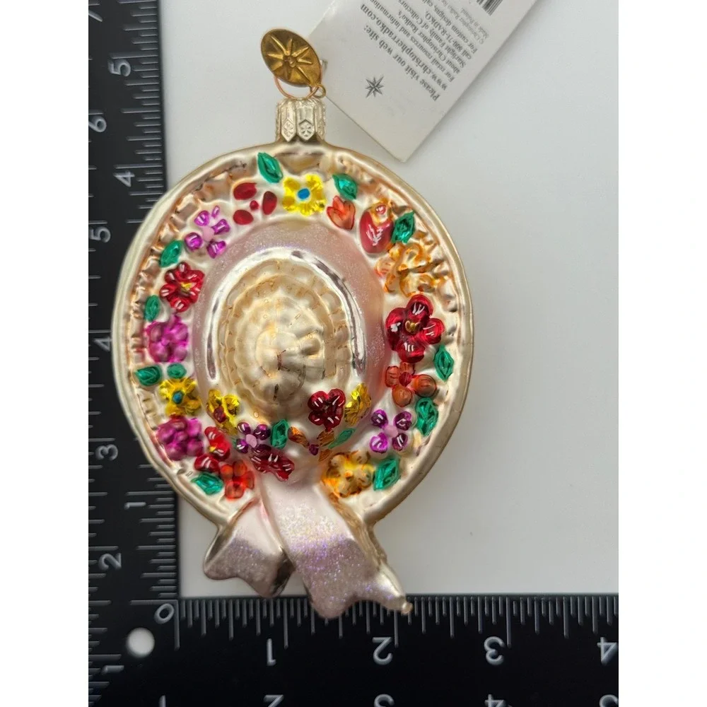 Vintage Christopher Radko Bonny Spring Floral Sun Hat Glass‎ Ornament 00-SP-60